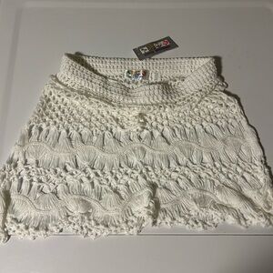 Crochet White Mini Skirt